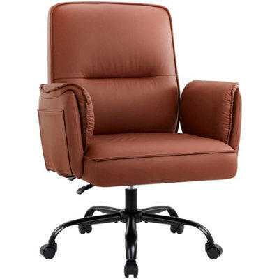 Heavy Duty Office Chair 400Lbs Ergonomic Pu Leather Executive Desk Chair Brown - image 1