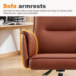 Heavy Duty Office Chair 400Lbs Ergonomic Pu Leather Executive Desk Chair Brown - thumbnail 5