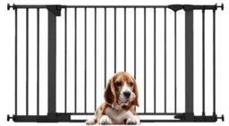 Bettacare Safestep Dog Gate, Black, 138Cm - 145Cm, Extra Low Walkthough, 81Cm Extra Wide Doorway, Extra Wide Pet Gate - thumbnail 1