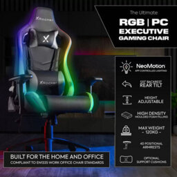 X Rocker Opal Rgb Gaming Chair Led Lights Faux Leather 4D Armrests Reclining Adjustable Height App Control Black - thumbnail 3