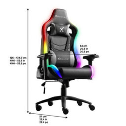 X Rocker Opal Rgb Gaming Chair Led Lights Faux Leather 4D Armrests Reclining Adjustable Height App Control Black - thumbnail 2