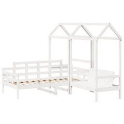Berkfield Day Bed And Bench Set With Roof Without Mattress White 80X200 Cm - thumbnail 3