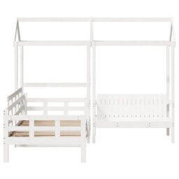Berkfield Day Bed And Bench Set With Roof Without Mattress White 80X200 Cm - thumbnail 4