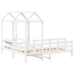 Berkfield Day Bed And Bench Set With Roof Without Mattress White 80X200 Cm - thumbnail 9