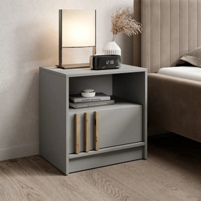 Arte Nelly Bedside Table 51Cm Grey Cashmere - Soft Modern Bedside Table With Drawer And Open Compartment For Calm Bedrooms - image 1