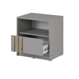 Arte Nelly Bedside Table 51Cm Grey Cashmere - Soft Modern Bedside Table With Drawer And Open Compartment For Calm Bedrooms - thumbnail 3