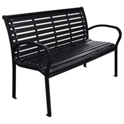 Walplus Garden Bench Black 116 Cm Steel And Wpc