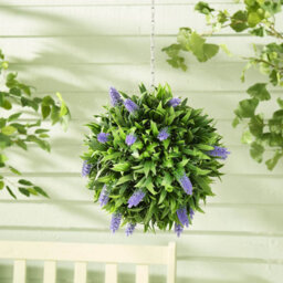 Gainsborough Artificial Flowers, Uv Resistant Lavender Ball With 26 Blooms, 198 Leaves And Metal Hanging Chain