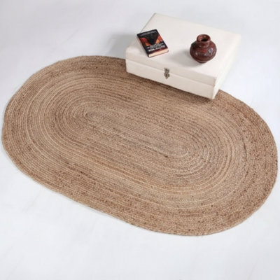 Jute Rug Natural Carpet Mat Oval Farmhouse Braided - image 1