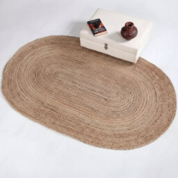 Jute Rug Natural Carpet Mat Oval Farmhouse Braided - thumbnail 1