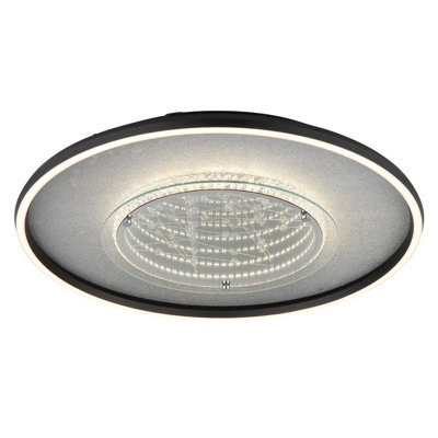 Luminosa Lighting Luminosa Mirrora 50Cm Semi Flush Ceiling Light Matt Black, Glass Mirror Led 3000/4000/6000K - image 1