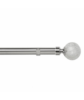 Unknown 28mm Fixed Length Metal Eyelet Curtain Pole Set In Chrome - Crash Finial, 80Cm - image 1