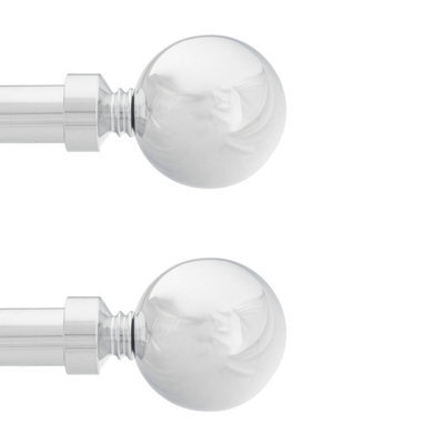 Toolty Curtain Rod Pole Finials Plain Ball - 25 mm Chrome - Durable Metal Construction - Pair - image 1