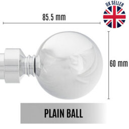 Toolty Curtain Rod Pole Finials Plain Ball - 25 mm Chrome - Durable Metal Construction - Pair - thumbnail 2
