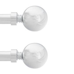 Toolty Curtain Rod Pole Finials Plain Ball - 25 mm Chrome - Durable Metal Construction - Pair - thumbnail 1