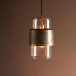Bronze Hanging Ceiling Pendant Light - Clear Glass Shade - Single Bulb Fitting - thumbnail 3