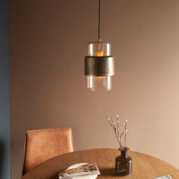 Bronze Hanging Ceiling Pendant Light - Clear Glass Shade - Single Bulb Fitting - thumbnail 4