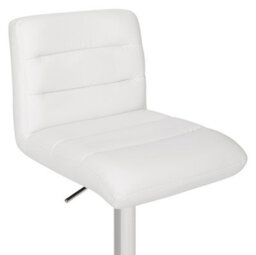 Lamboro Luscious Deluxe Breakfast Bar Stool, Chrome Footrest, Adjustable Swivel Gas Lift, Home Bar & Kitchen Faux-Leather Barstool, White - thumbnail 6