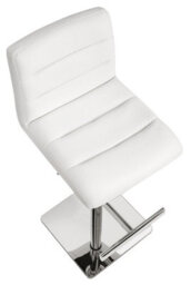 Lamboro Luscious Deluxe Breakfast Bar Stool, Chrome Footrest, Adjustable Swivel Gas Lift, Home Bar & Kitchen Faux-Leather Barstool, White - thumbnail 7