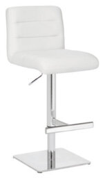Lamboro Luscious Deluxe Breakfast Bar Stool, Chrome Footrest, Adjustable Swivel Gas Lift, Home Bar & Kitchen Faux-Leather Barstool, White - thumbnail 1