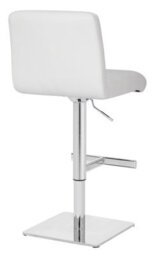 Lamboro Luscious Deluxe Breakfast Bar Stool, Chrome Footrest, Adjustable Swivel Gas Lift, Home Bar & Kitchen Faux-Leather Barstool, White - thumbnail 4