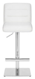 Lamboro Luscious Deluxe Breakfast Bar Stool, Chrome Footrest, Adjustable Swivel Gas Lift, Home Bar & Kitchen Faux-Leather Barstool, White - thumbnail 3