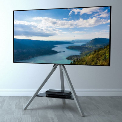 "Avf Hoxton Tripod Tv Stand For Tvs Up To 70"" (40Kg) - Grey Wood Legs, Adjustable Height & Tilt, Glass Shelf, Cable Management" - image 1