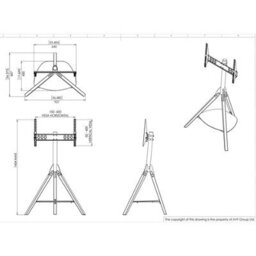 "Avf Hoxton Tripod Tv Stand For Tvs Up To 70"" (40Kg) - Grey Wood Legs, Adjustable Height & Tilt, Glass Shelf, Cable Management" - thumbnail 2