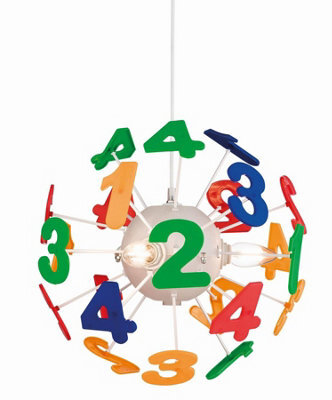Luminosa Lighting Luminosa Numbers 4 Light Children Ceiling Pendant Multicolour, E14 - image 1