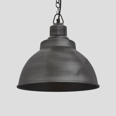 Industville Brooklyn Dome Pendant, 13 Inch, Pewter, Pewter Chain Holder - image 1