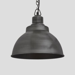 Industville Brooklyn Dome Pendant, 13 Inch, Pewter, Pewter Chain Holder - thumbnail 1