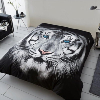 Gc Gaveno Cavailia 3D Wildlife Tiger Face White 150X200Cm Cosy Fleece Bed Throw, Fluffy Throw Blanket For Bed - image 1