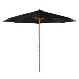 Outsunny 3(M) Wooden Garden Parasol Sun Shade Outdoor Umbrella Canopy Black - thumbnail 2