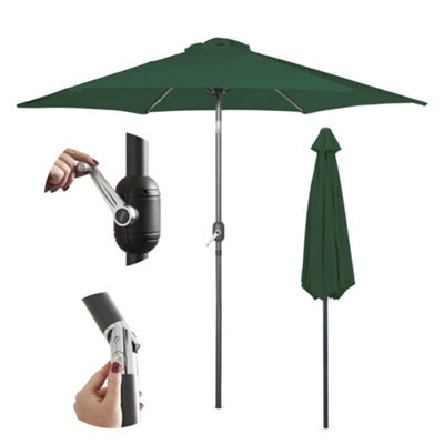 Vonhaus Parasol 2.7M, Garden Umbrella, Sun Shade Canopy With Hand Crank, Tilt Function, Uv30+ Protection, Air Vent, Steel Frame - image 1
