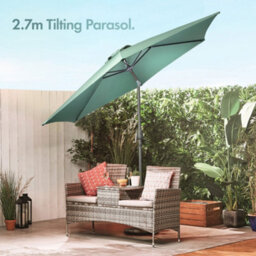 Vonhaus Parasol 2.7M, Garden Umbrella, Sun Shade Canopy With Hand Crank, Tilt Function, Uv30+ Protection, Air Vent, Steel Frame - thumbnail 2