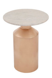 Orsina Marble Top Gold Base Side Table, Contemporary End Table In Bottleneck Design, Sturdy Iron Base - thumbnail 2