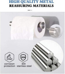 Stainles Steel Toilet Roll Paper Holder Strong Self Adhesive Stick Wall Mount Uk - thumbnail 5
