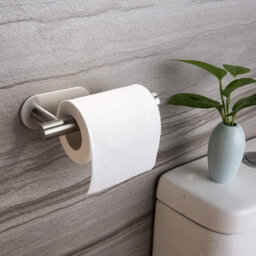 Stainles Steel Toilet Roll Paper Holder Strong Self Adhesive Stick Wall Mount Uk - thumbnail 1