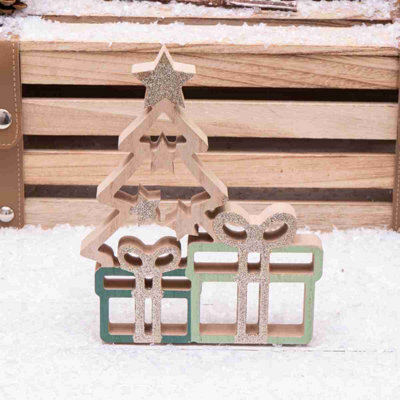 Annibells Wooden Glitter Christmas Tree & Presents Ornament (11142)