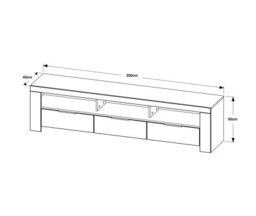 Furneo 200Cm Black Long Tv Stand Unit Cabinet Matt & High Gloss Blue Led Lights Phantom 10 - thumbnail 4