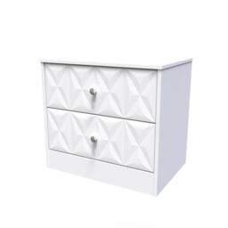 Genoa Ready Assembled Matt White No Effect 2 Drawer Wide Bedside Chest (H)521mm (W)570mm (D)395mm - thumbnail 2