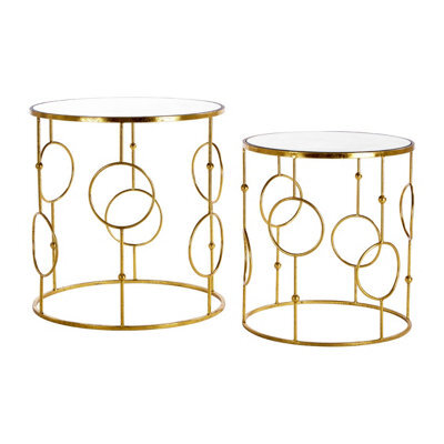 Orsina Set Of Two Gold Metal Tables,accent Tables With Astronomical Circle Design,small Side Tables For Lounge Room - image 1