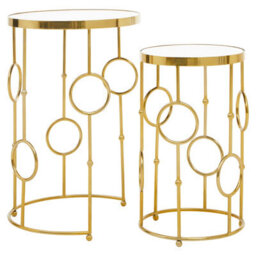Orsina Set Of Two Gold Metal Tables,accent Tables With Astronomical Circle Design,small Side Tables For Lounge Room - thumbnail 3