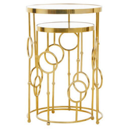Orsina Set Of Two Gold Metal Tables,accent Tables With Astronomical Circle Design,small Side Tables For Lounge Room - thumbnail 4