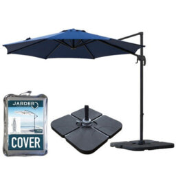 Jarder 3M Milan Blue Aluminium Cantilever Parasol With Base And Cover - thumbnail 1