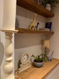 House of Rustic Wooden Floating Shelf Rustic Oak Wall Mounted Solid Wood Industrial Reclaimed Style (L) 110Cm X (W) 22Cm X 6Cm Thick - thumbnail 2