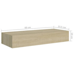 Berkfield Wall-Mounted Drawer Shelf Oak 60X23.5X10Cm Mdf - thumbnail 9