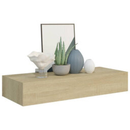 Berkfield Wall-Mounted Drawer Shelf Oak 60X23.5X10Cm Mdf - thumbnail 3