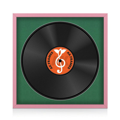 "16X16"" Pink Sleek Vinyl Record Frame With Emerald Mount For 12 Inch Lp Disc - Ak Frames" - image 1