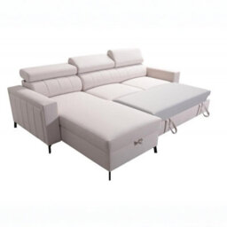 Baltico I Mini Modern Corner Sofa Bed With Adjustable Profiled Headrests  Storage Compact Fabric Lshape Settee Light Blue Left - thumbnail 4